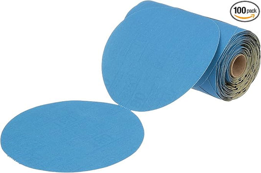 3M Stikit Blue Abrasive Disc Roll, 36206, No Hole, 6 in, 180+ Grade, Pack of 100, Automotive Sanding Discs for Coating Removal, Body Repair, Auto Sanding, Primer Sanding