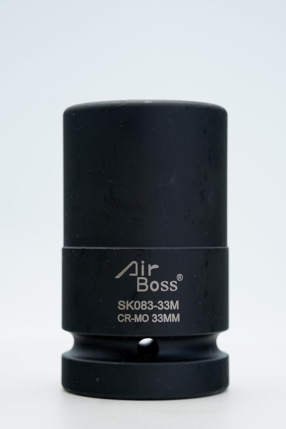 AirBoss 33MM 1" Drive CR-MO Steel DEEP 6 Point Radius Corner Design Chamfered Opening 1" Impact Socket