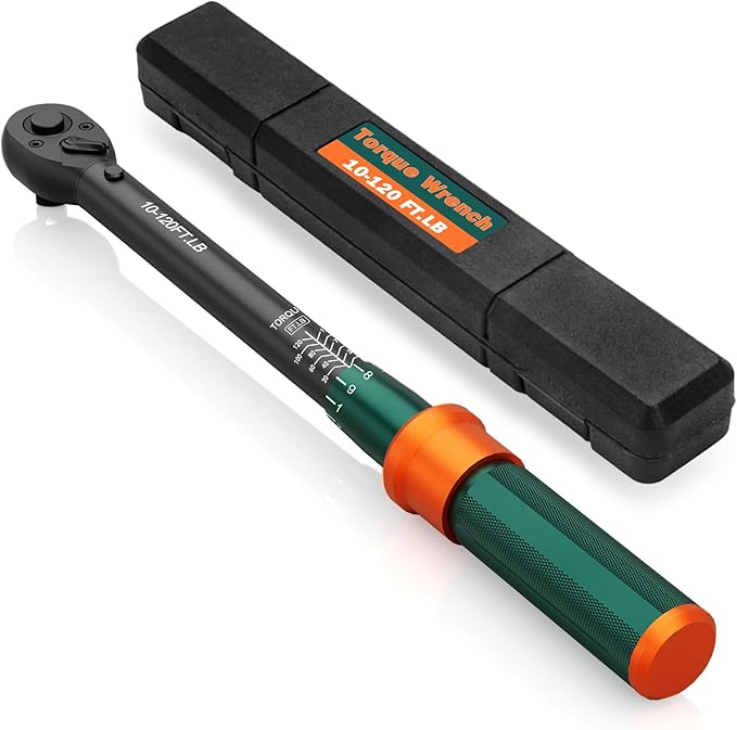 3/8-Inch Drive Torque Wrench, 10-120 Ft.Lb, 짹3% Accuracy, 72-Tooth Dual-Direction Adjustable Click Torque Wrench with Quick Release Ratchet for Bicycle, Motorcycle, Car Maintenance