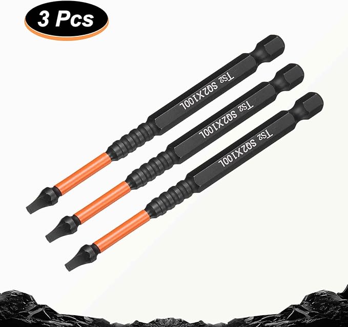 HARFINGTON 3pcs Square Head Screwdriver Bits 1/4" Hex Shank SQ2 Magnetic Head 4" Length S2 Steel Screw Driver Drill Bit for Repair Work Electric Screw Driver