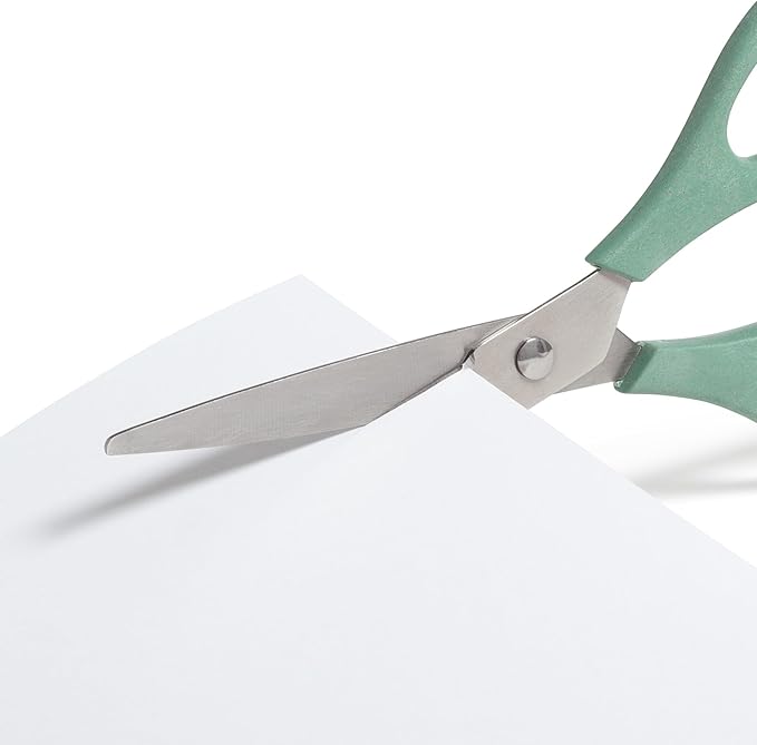 U Brands U-Eco 8" Scissors for Office, Assorted Brights, Patented Concave Blade Technology, Craft Scissor Set, Pack of Scissors for Gift Wrapping and Crafting, Set of 3 (6607U01-24)