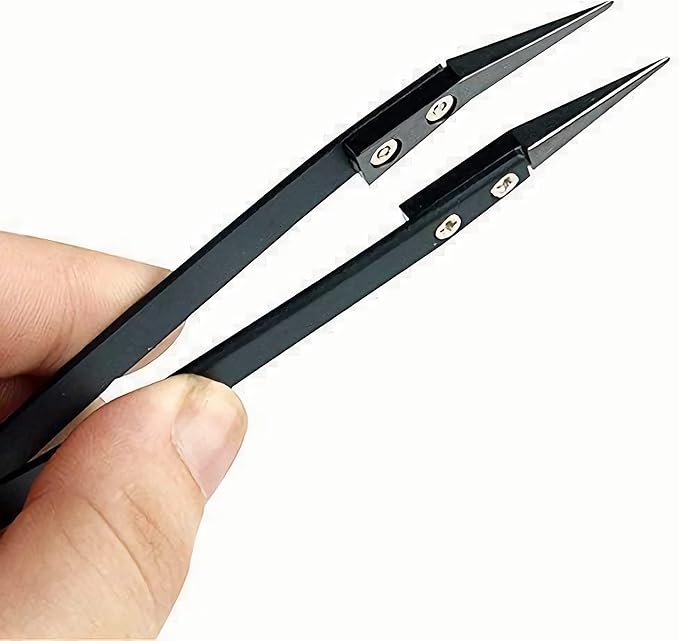 Black Ceramic Tweezers Set - Antistatic,Anticorrosion,Antimagnetic,Highly Heat Resistant up to 3000F(3Pack)