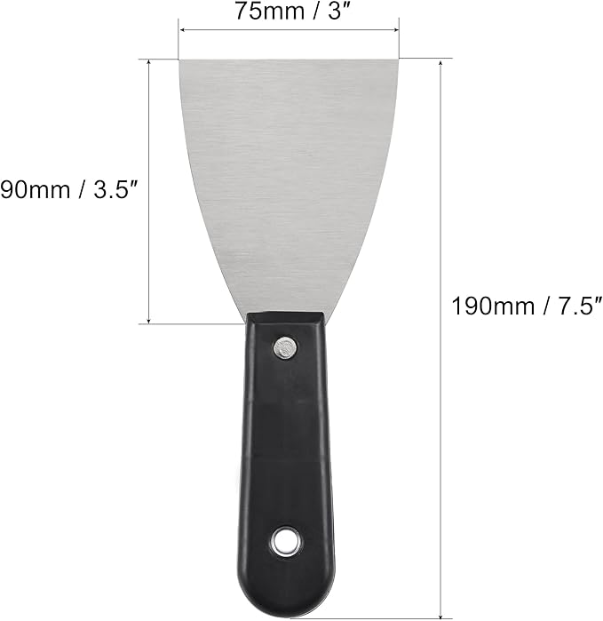 uxcell Putty Scraper 3" Spatula Drywall Repair Spreader Stainless Steel Blade Black Handle 4Pcs