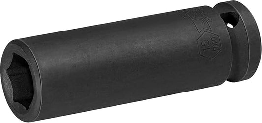 Jetech 1/2-Inch Drive 15mm Deep Impact Socket with 6-Point Design, Heat-Treated Chrome Molybdenum Alloy Steel, Metric
