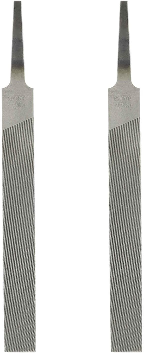 HARFINGTON 2pcs Flat Thin Cut File 4" Double Cut Teeth High Carbon Steel Hand Rasp File without Handle for Metal Wood Deburring Removing
