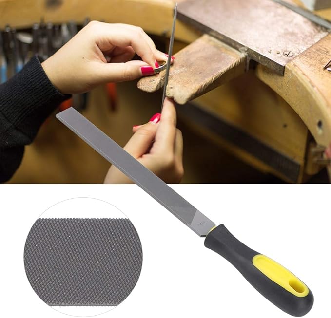 8in Large Flat File, Hand File Tool Sharpening Tool Steel File Grinding Blade with Handle for Sharpening Knife Axe Hatchet Metal(middle tooth)