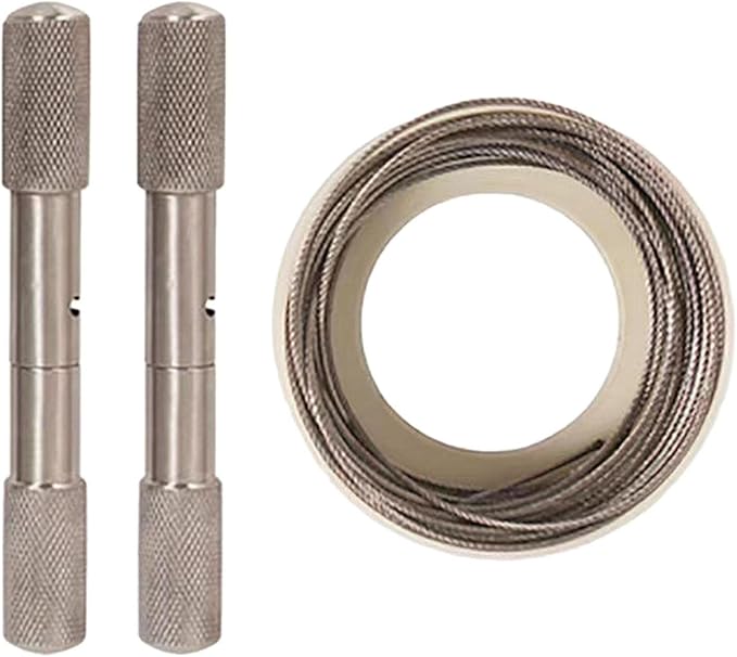 Stainless Steel Cable Saw,Hand Pocket String Rope Saw,Manual Camping Removal Compact Wire Saw Dehorning Saw Handles/Wire for PVC Pipe Cutting,Emergency,Sheep