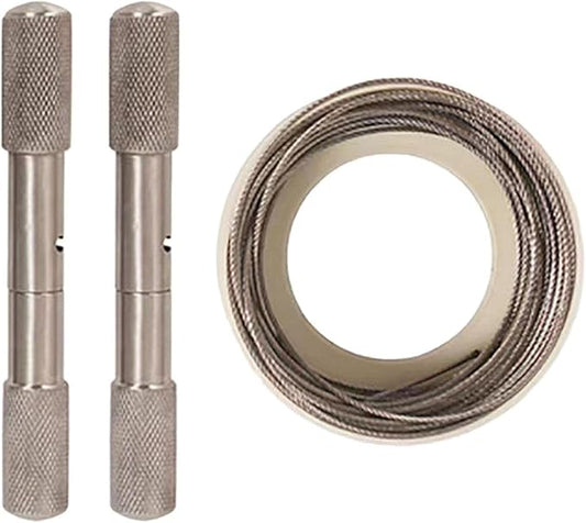 Stainless Steel Cable Saw,Hand Pocket String Rope Saw,Manual Camping Removal Compact Wire Saw Dehorning Saw Handles/Wire for PVC Pipe Cutting,Emergency,Sheep