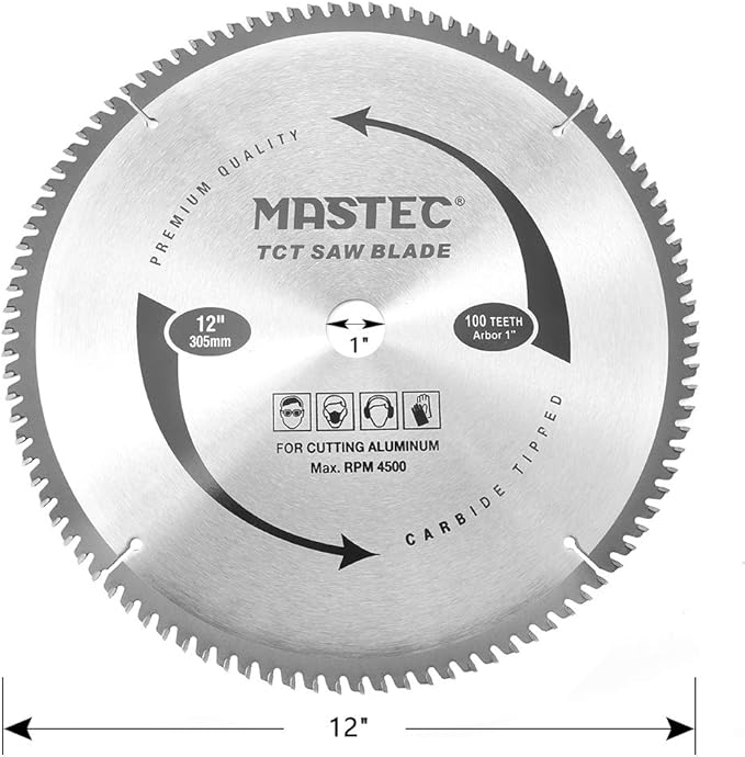 12-Inch 100 Tooth TCG for Aluminum and Non Ferrous Metals Cutting Saw Blade with 1-Inch Arbor