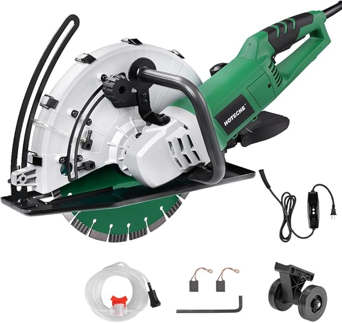 Hoteche 14-Inch Electirc Concrete Saw - 2600W Multifunctional Cut-off Saw with Diamond Cutting Blade for Masonry, Mentalworking and Woodworking