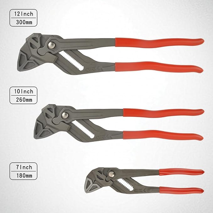 DSCTOOLS Multi-Use Adjustable Plier Wrench, Push Button Quick Adjust Tongue-and-Groove Pliers,Slip Joint Pliers, Plumbing Pliers (7/10/12Inch) (7"/10"/12"SET)