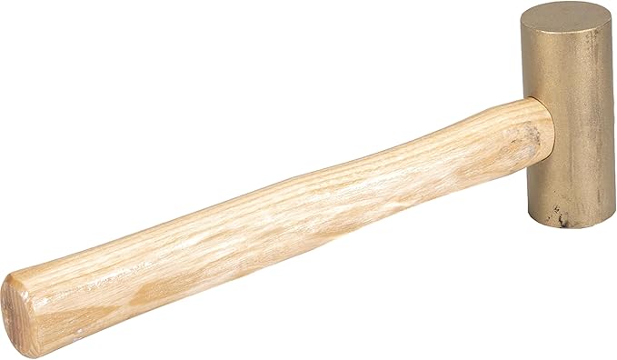 VAUGHAN Solid Brass Mallet, Non Sparking Non Marring 1.5 Lbs Head, Hickory Handle, BM150, VN59312