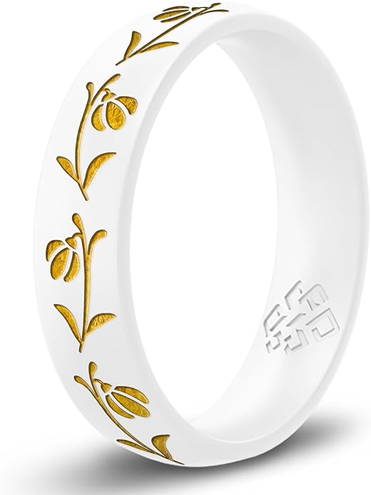 Knot Theory Birth Flower Silicone Ring for Women - 4mm Comfort Fit Wedding Band Engagement Ring