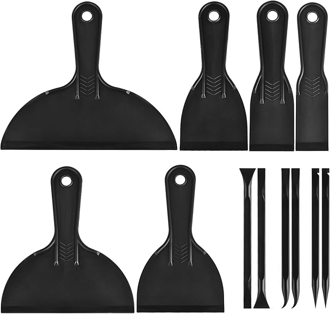12 Pieces Plastic Putty Knife Set 2" / 3" / 6" Flexible Scraper Tool and Detail Scraper Tool Multipurpose Spatula Paint Scrapers, for Spackling, Patching, and Painting Wood or Wall