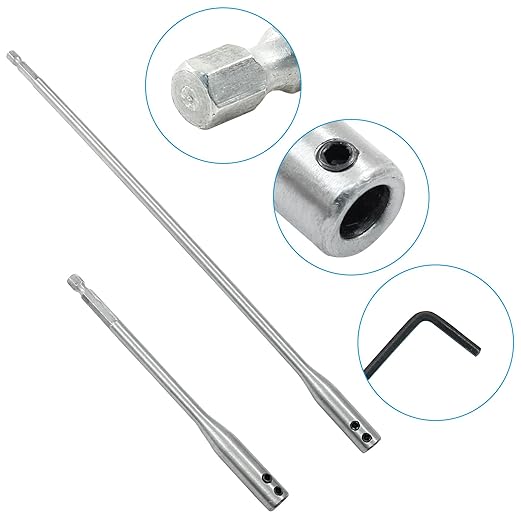 Piutouyar 4 Pcs 1/4 Inch Drill Bit Extension Set, 6 & 12 Inch Wood Spade Drill Bit Extensions with 2 Pcs Hex Key for Wood Furniture