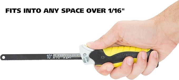 GreatNeck 80070 True Close Quarter Hacksaw, Cut Through Wood, PVC, Foam, Brass, and More, 10 inch Carbon Steel Blade and Strong Aluminum Hacksaw Frame Included, Designed for Power and Comfort