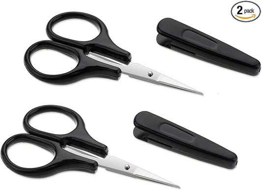 2Pcs All Purpose Craft Scissors Stainless Steel with Protective Cover Mini Detail Craft, Precision Straight Fine Tips Design for Paper Cutting, Scrapbooking