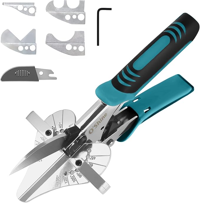 O?셎hine Ratchet Miter Shears Expert for Angular Cutting Molding Crafting Wood, Quarter Round Cutting Tool, 45-135 Degree Multi Angle PVC Miter Shear Trim Cutter Hand Tool, w/Extra Four Anvils & Blade
