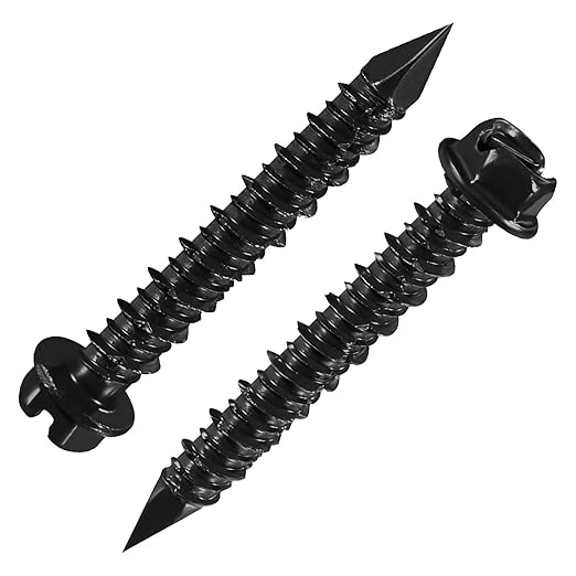 (117 PCS) # 3/16 "Slotted Hexagonal Concrete Screw anchoring kit, Three Color Hexagonal (Blue, White, Black), Used for anchoring to Masonry, Blocks, or Brick Plaster