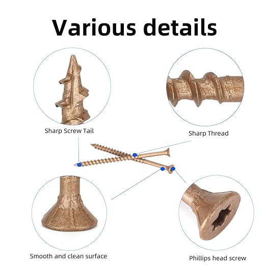 Wood Screws #10 x 3-1/2?쇺? T25 Star Torx Drive Flat Head Deck Screws, Brown, 58Pcs (1lb)