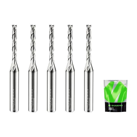 1/8 Router Bit 1/4 Shank, Spiral Upcut Router bit, 1/4 Inch CNC Router Bits, Up Cut Spiral Router Bits 1/4 Shank,Solid Carbide Router Bits 1/4, Ideal for Wood Inlay, Plunge Plastic 5PCS