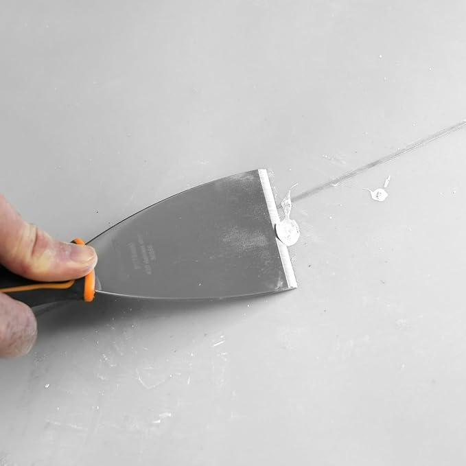 ROLLINGDOG 3" Angled Stiff Chisel Scraper-5 Degree Angled Putty Knife with Metal Hammer Cap, Rubber Gripped Handle, Paint Scraper into Corners