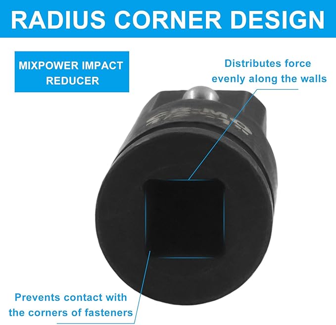 1/2" Female to 1" Male Impact Socket Adapter, Black Wrench Socket Adapter For Impact Driver