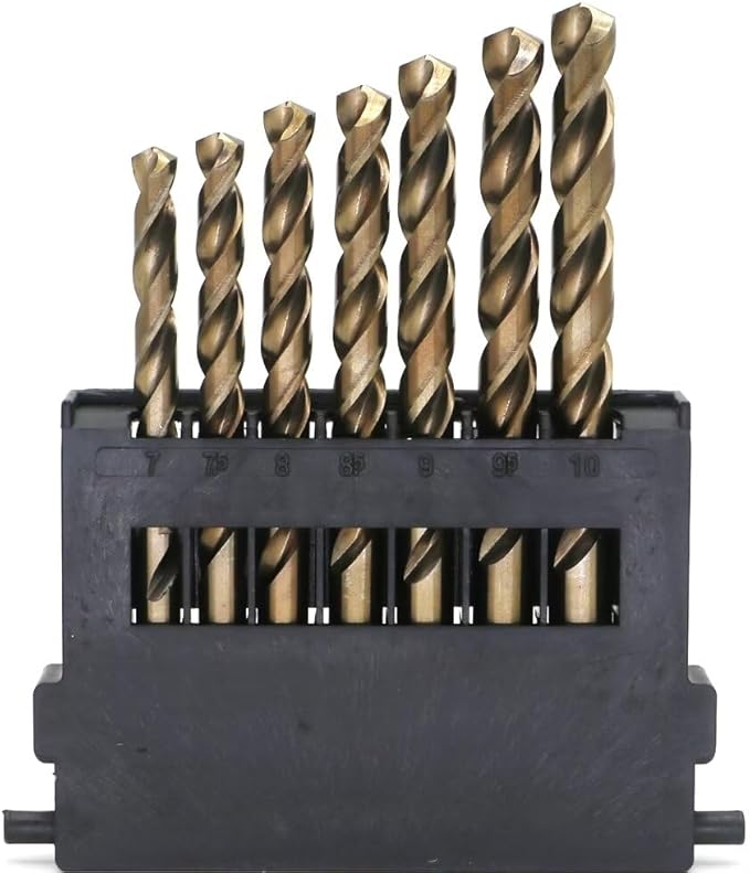 Metric Cobalt Drill Bits 1-10mm 19PCS, M35 high Speed Steel, high Hardness Straight Shank Drill, Mechanical or Hand Drill for Drilling, Suitable for Stainless Steel, Iron, Copper and Aluminum.