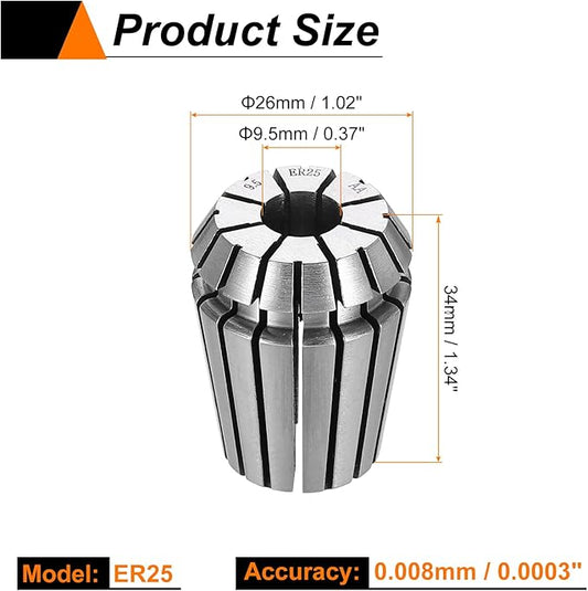 HARFINGTON Spring Collet Chuck ER25 9.5mm 65Mn Spring Steel Precision Router Collets for CNC Engraving Milling Lathe Tool