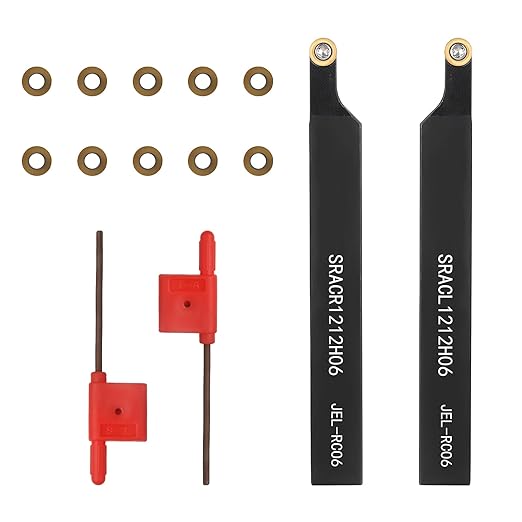 1/2"12mm Indexable Lathe Turning Tool12Pcs Kit- 2Pcs Metal Lathe Tools Holder Set with 10Pcs Round Carbide Insert Turning Inserts for Turning Grooving Boring Threading Cutting