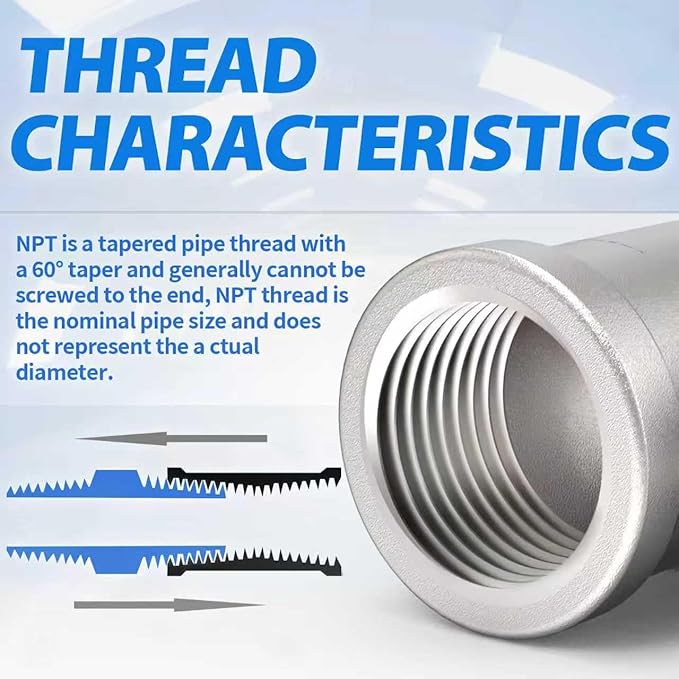 ChillWaves 304 Stainless Steel Pipe Fitting, Tee 3/4" x 3/4" x 3/4" NPT Female Thread Adapter(4-PACK)
