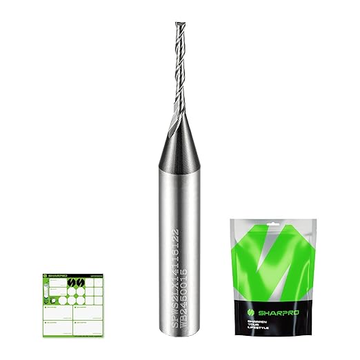 1/16 Router Bit 1/4 Shank, 1/16 CNC Router Bits 1/4 Shank, 1/16 Upcut CNC Bit, Up Cut Spiral Router Bits 1/4 , Solid Carbide Router Bits 1/4, Ideal for Wood Inlay, Plunge Plastic