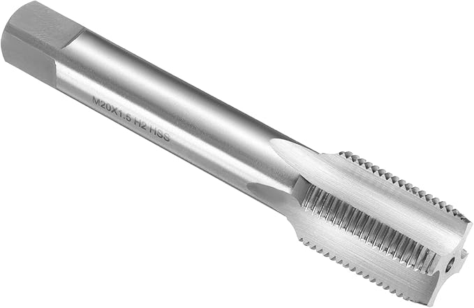 uxcell Hand Plug Tap M20 x 1.5 H2 Metric Thread Plug Style Taps Straight Flute Screw Tapping Threading Tool High Speed Steel HSS6542