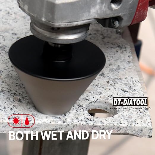 DT-DIATOOL Diamond Beveling Chamfer Bit 3 Inch, 2-Pack for Tile Granite Marble Existing Holes Enlarging Polishing Shaping Holes