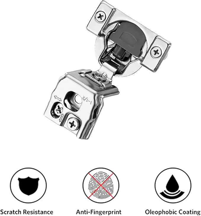 Ravinte 20 Pack 10 Pair 1-1/2 inch Overlay Cabinet Hinges Kitchen Soft Close Hidden Door for Kitchen Cabinet Stainless Steel Adjustable Hinges Satin Nickel Hardware
