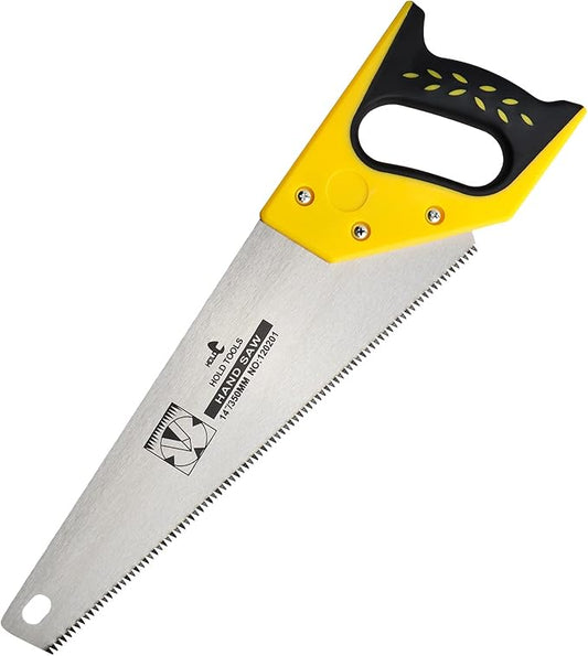 DOWELL 14 in Hand Saw - 11 TPI Fine Cuts Wood Saw Perfect for Sawing, Trimming, Gardening, Cutting Wood, Drywall, Plastic Pipes, Sharp Blade