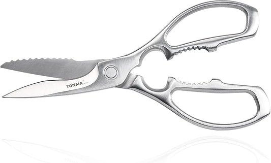 TONMA Kitchen Shears All Purpose[Made in Japan] Full Metal Stainless Steel Japanese Poultry Shears, Heavy Duty Kitchen Scissors for Food, Crab, Meat, Seafood, Chicken, Vegetables, Dishwasher Safe