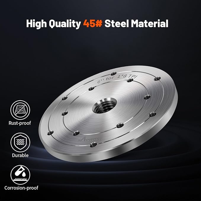 6" Steel Wood Lathe Faceplate,Faceplate for Wood Lathe,Lathe Face Plate Fit for 1" x 8TPI Spindle with Screwchuck