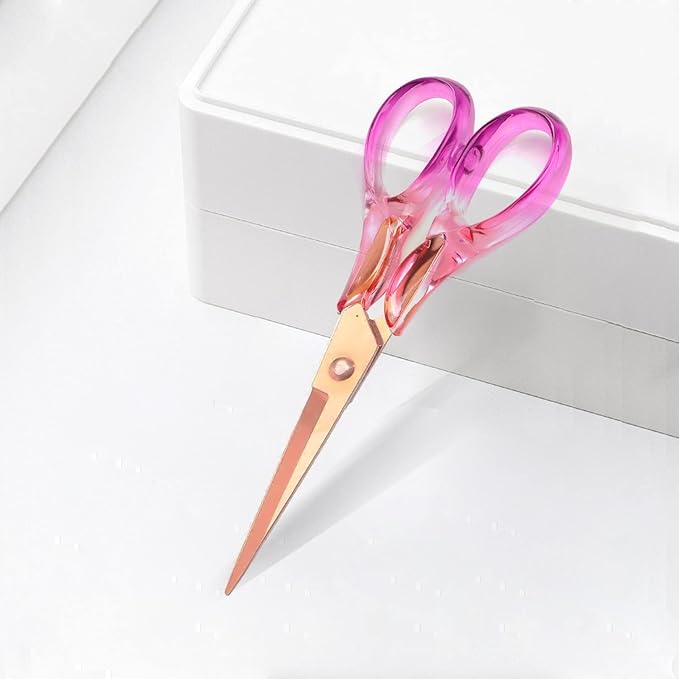 6.3??Small All-purpose Scissors, Stainless Steel Blade with Purple Acrylic Handle, Craft-Shears for Kids & Adult, Perfect for School, Home, Office Desk, Tijeras