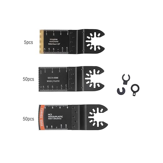 findmall Professional Oscillating Saw Blades 105Pcs Kit: Titanium and HCS for Wood, Metal, Plastic - Fast Installation