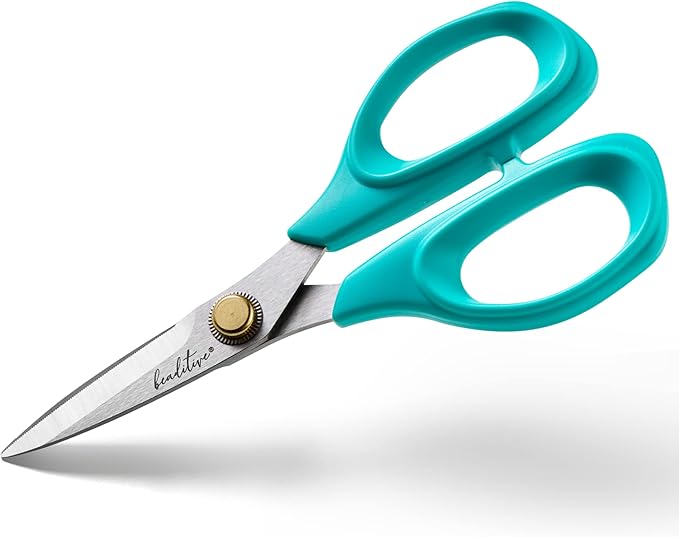 Beaditive Sewing Scissors - 6" Stainless Steel Fabric Scissors - Serrated Blade for Easy Fabric Cutting and Quilting - Tailor and Dressmaker's Scissors - Teal