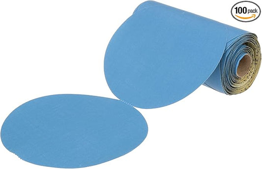 3M Stikit Blue Abrasive Disc Roll, 36210, No Hole, 6 in, 320+ Grade, Pack of 100, Automotive Sanding Discs for Coating Removal, Body Repair, Auto Sanding, Primer Sanding