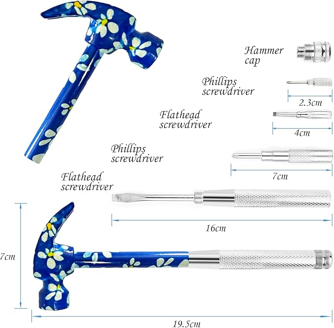 6 in 1 Flower Hammer & Screwdriver Tool, All In One Screwdriver Hammer Tools Set, Best Gift for Birthday Valentine's Mother's day Christmas Thanksgiving Halloween