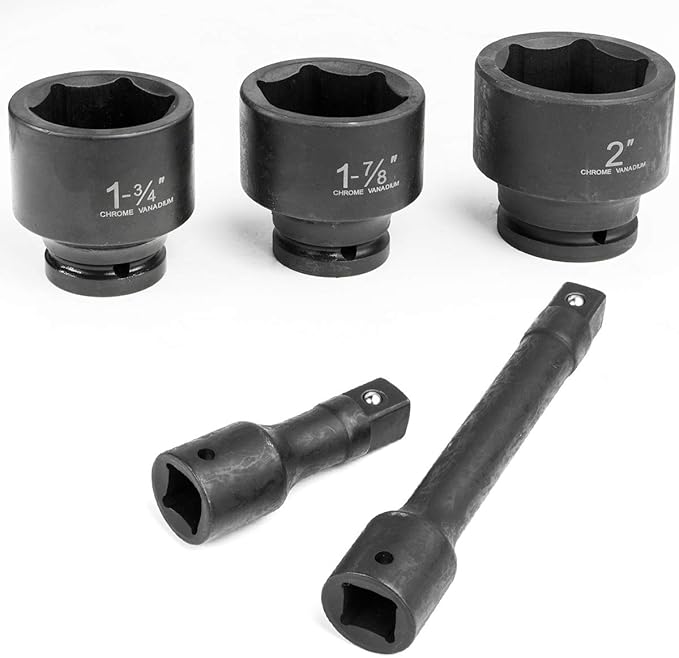 Stark USA 21-Pieces 3/4" Drive Deep Impact Socket Set Sliding T-Bar Master SAE Includes Ratchet Handle and Extension Bars with Case (3/4" - 2" inch)