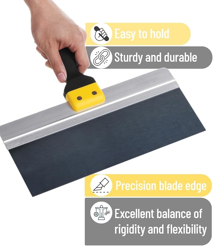 Bates- Taping Knife Set, 2 Pack, 8 & 12 Inch, Blue Steel Drywall Taping Knife