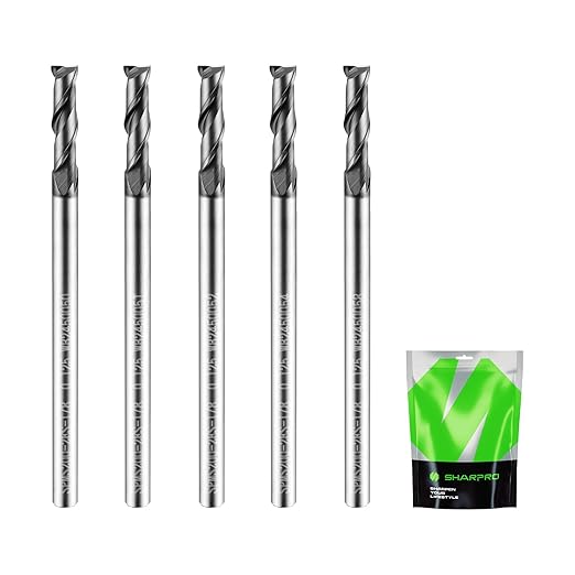 1/8 End Mills 1/8 Inch Shank, 2 Flute Carbide Square Endmill with AlCrN Coated, Upcut Spiral CNC Router Bits for Alloy Steel, Metal and Stainless Steel（5PCS）