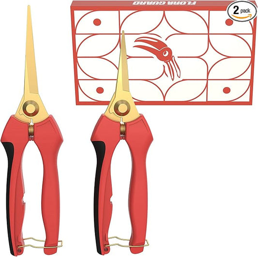 FLORA GUARD Garden shears ??8.2" Straight Tip & 7.2" Curved Blade pruning shears for gardening, Great Christmas Gifts, ideal for Precise Trimming of Flowers, Plants, and Garden Maintenance (2 Pack)