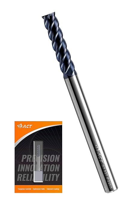 ACCUCUT I4KEL 5/16??Carbide Square End Mill- 4 Flute Milling Bit for Steel, Forge Steel, Hardened, Copper, Alloys & Materials < HRC 50 - AlTiN Coating CNC Router Bit, 45 Degree Helix