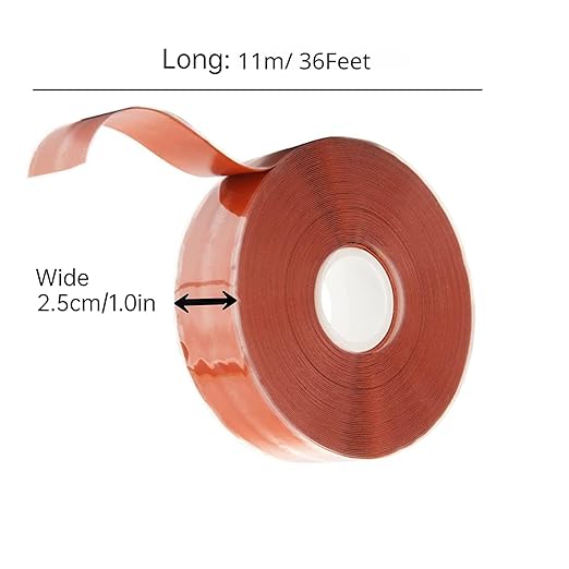 BSTFLEX 1" x 36' Red Self-Fusing Silicone Tape, Hose Repair Wrap, Heavy Duty and Leak Proof Rubber Hose Tape for Gym Equipment Hose Emergency Repair (0.5mm in Thickness)