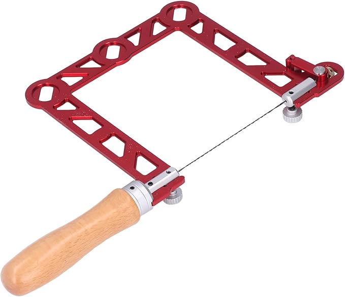 Mini Woodworking Hand Saw, U Shape with Wooden Handle, Aluminum Alloy, Red, for Jewelry Making and Metal Processing, Includes Saw Blade and Hex Wrench (5 Inch)